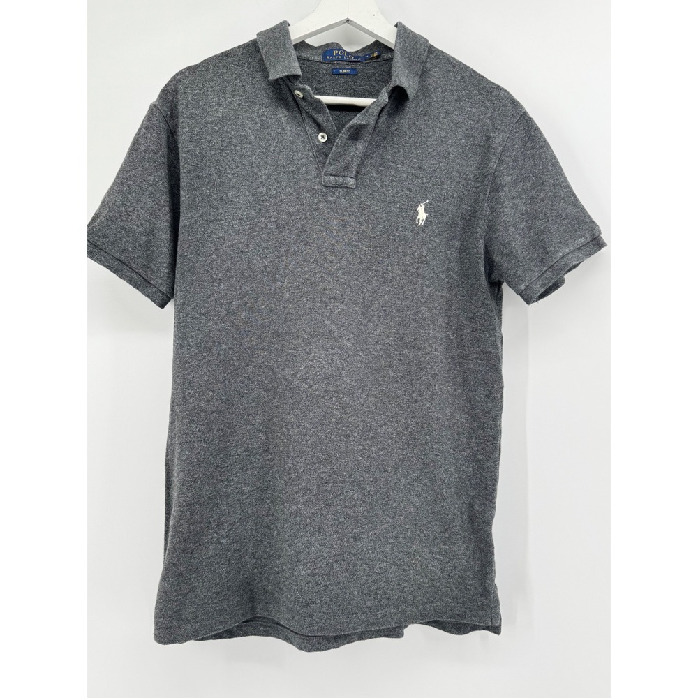 Polo Ralph Lauren Mens Slim Fit Short Sleeve Polo Shirt Gray Heather‎ Size M